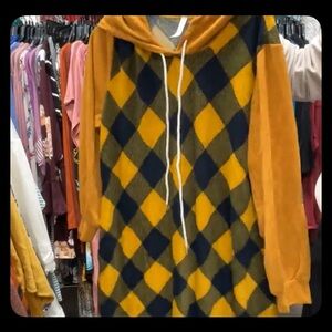 Emerald Yellow and Blue Checkered Dress